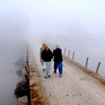 A view of thick fog that engulfs the whole city during morning time