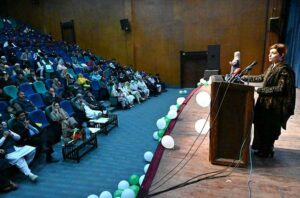Special Assistant to Prime Minister for Human Rights and Women Empowerment Ms. Mushaal Hussein Mulick addressing seminar on International Day of Persons with Disabilities at Punjab Council of Arts.