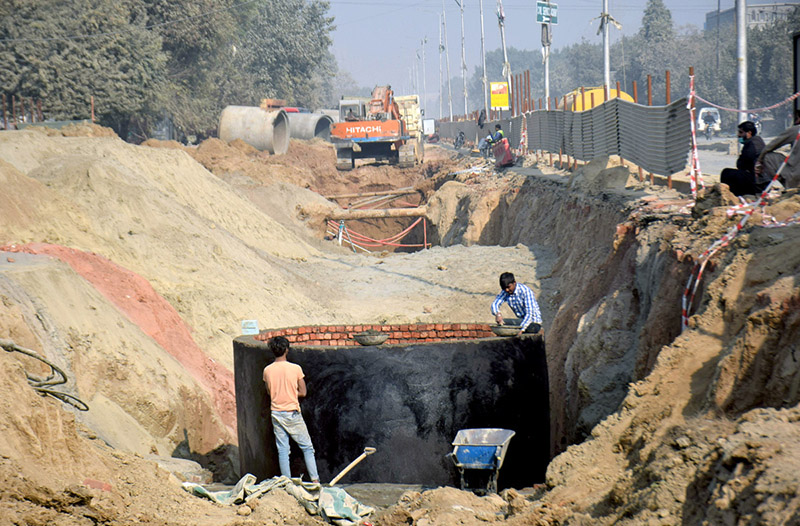 Heavy machinery being used by CBD workers to expand Walton Road