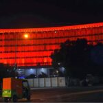 On World AIDS Day, the Wapad House is illuminated in red as part of the awareness campaign