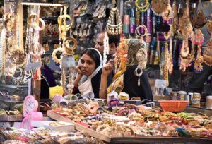 Women in the provincial capital shopping in Dhram Pura Bazar for the upcoming Christmas celebration