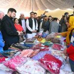 Governor KP Haji Ghulam Ali and VC Prof. Dr. Safia Ahmed visiting different stalls during 1st International Women Conference on Breaking Barriers, Building Bridges, Uniting Women's Voice For A Better World at Local hotel