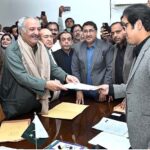 Political Secretary to PPP Chairman, Jameel Ahmed Soomro submits his nomination form from PS 11 to returning officer for upcoming General Election 2024