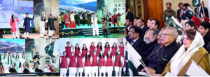 Children performing medley and paying tribute to Quaid-e-Azam Muhammad Ali Jinnah on his 147th birth Anniversary at Aiwan-e-Sadr.