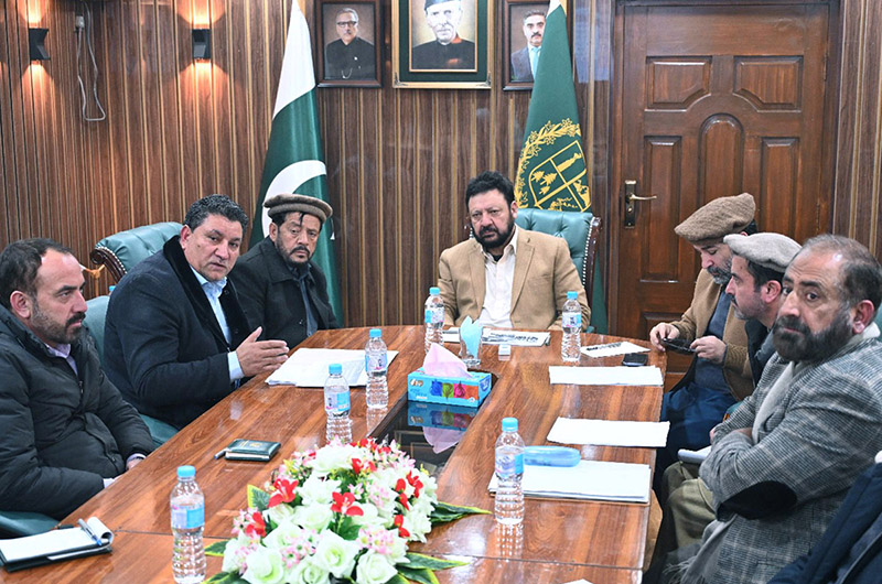 Minister local Govt Gilgit-Baltistan Abdul Hameed giving briefing to Chief MInister Gilgit-Baltistan Haji Gulbar Khan about the Department at CM Secretariat