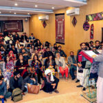 Federal Minister for Education Professional Training Madad Ali Sindhi addressing during Sindhi Culture and Heritage Day by Haseeb Ahmad Chairman Sindhi Sangat at SZABIST