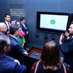 Caretaker Prime Minister Anwaar-ul-Haq Kakar is being briefed about the historical evolution of Aga Khan University, during the Health Tech Summit.