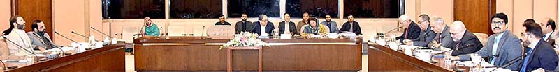 Senator Saleem Mandviwalla presiding over a meeting of the Senate Standing Committee on Aviation at Parliament House