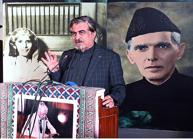 Caretaker Federal Minister for National Heritage and Culture, Jamal Shah viewing Exhibition of Books and Photographs in connection with upcoming Quaid-i-Azam Day at Heritage Museum, Lok Virsa