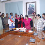 Prof Dr Zill-i-Huma Nazli Vice Chancellor (VC) Government College Women University Faisalabad (GCWUF) cutting the Christmas cake along with Christian employees at GCWUF