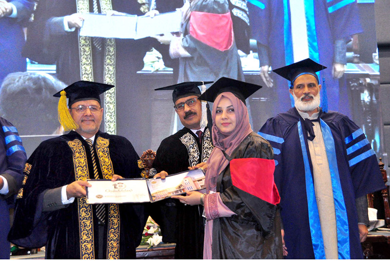 VC University of Sargodha Pro Dr Qaisar Abbas distributing degrees during the third and last day of 10th Convocation of the University of Sargodha