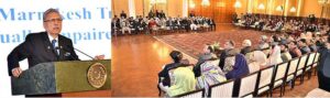 President Dr Arif Alvi addressing during signing the Instrument of Accession to the Marrakesh Treaty for the Visually Impaired Persons in a ceremony, at Aiwan-e-Sadr
