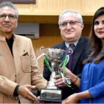 President Dr Arif Alvi is distributing awards to the participants during the passing out ceremony of 46th Specialized Training Program 2023 Pakistan Administrative Service at Civil Services Academy Lahore