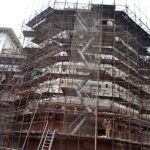 A view of construction work is going on for the restoration of Lahore Fort.