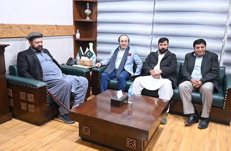 Chief Minister Gilgit-Baltistan Haji Gulbar Khan in a meeting with Chairman Royal Foundation Raja Nizamuddin at CM Secretariat