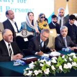 President Dr Arif Alvi signing the Instrument of Accession to the Marrakesh Treaty for the Visually Impaired Persons in a ceremony, at Aiwan-e-Sadr