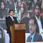 Justice Miangul Hassan Aurangzeb addressing during the launching ceremony of the Practitioners Handbook Navigating Extradition in Pakistan organized by Ministry of Interior at local hotel