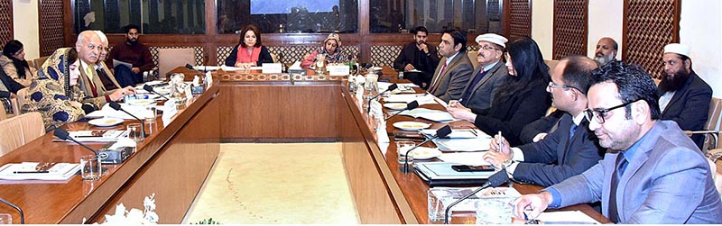 Senator Seemee Ezdi, Chairperson Senate Standing Committee on Climate Change presiding over a meeting of the committee at Parliament House