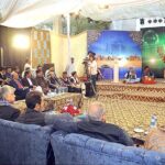 Caretaker Federal Minister for Information, Broadcasting and Parliamentary Affairs Murtaza Solangi witnessing Saraiki Folk singing by Mohan Bhagat during inauguration ceremony of the PTV National Multan 24/7 transmission at PTV Centre.