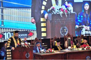 Chancellor University of Sargodha, Governor Punjab, Mohammad Baligh-Ur-Rehman addressing the10th Convocation of the University of Sargodha