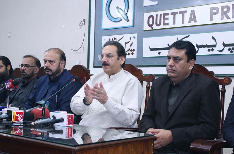 Balochistan Caretaker Minister for Finance and Revenue Amjad Rasheed along with Representative of Overseas Pakistani Association at Quetta Press Club