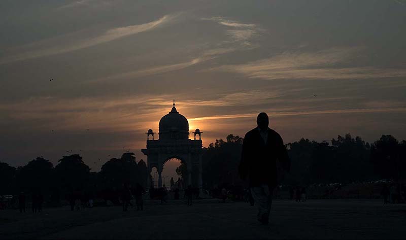A mesmerizing view of Sunset in the background of Baradari at F-9 Park in the federal capital