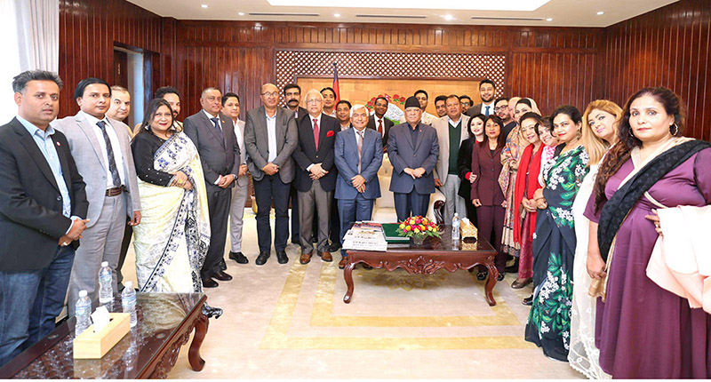 SAARC Chamber of Commerce and Industry delegation led by President Md. Jashim Uddin call on Prime Minister of Nepal, Mr. Pushpa Kamal Dahal