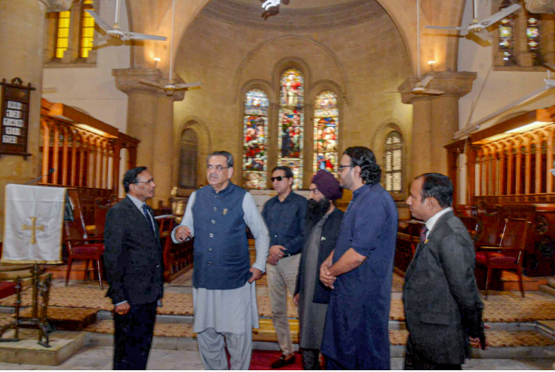 Caretaker Federal Minister for Religious Affairs and Interfaith Harmony Aneeq Ahmed visiting Holy Trinity Church