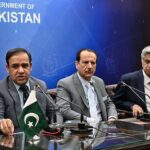Caretaker Federal Minister for Information, Broadcasting and Parliamentary Affairs Murtaza Solangi, Caretaker Federal Minister for IT & Telecom Dr. Umar Saif and Caretaker Federal Minister for Health, Dr Nadeem Jan addressing a press conference at PID Media center