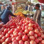 A vendor displaying seasonal fruits at his roadside setup to attract the customers