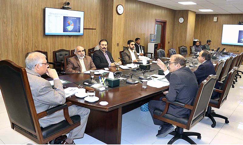 Caretaker Minister for Planning Development & Special Initiatives, Muhammad Sami Saeed chairing a meeting to review progress of Power Sector at the Ministry