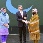 Caretaker Prime Minister Anwaar-ul-Haq Kakar distributes cheques among the high achievers of NUST hailing from Balochistan