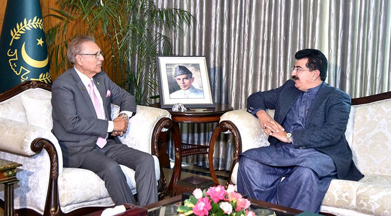Chairman Senate, Muhammad Sadiq Sanjrani calls on President Dr Arif Alvi, at Aiwan-e-Sadr