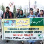 Chairperson Saiban Welfare Foundation Bahawalpur Asya Kamil leading awareness walk for Thalassemia patients