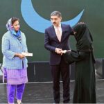 Caretaker Prime Minister Anwaar-ul-Haq Kakar distributes cheques among the high achievers of NUST hailing from Balochistan