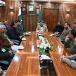 Chief Minister Gilgit-Baltistan Haji Gulbar Khan in a meeting with the delegation of Para Medical staff Association, Minister Health Gilgit-Baltistan Syed Sohail Abbad also present in meeting at CM Secretariat