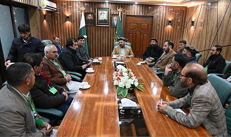 Chief Minister Gilgit-Baltistan Haji Gulbar Khan in a meeting with the delegation of Para Medical staff Association, Minister Health Gilgit-Baltistan Syed Sohail Abbad also present in meeting at CM Secretariat
