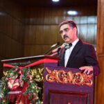 Caretaker Prime Minister Anwaar-ul-Haq Kakar addressing a ceremony to promote Inter-faith harmony and Christmas celebrations organized by the Ministry of Human Rights
