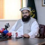 Special Representative to the Prime Minister for Religious Harmony & Islamic Countries and Chairman Pakistan Ullema Council Hafiz Tahir Mahmood Ashrafi addressing a press conference at his Office