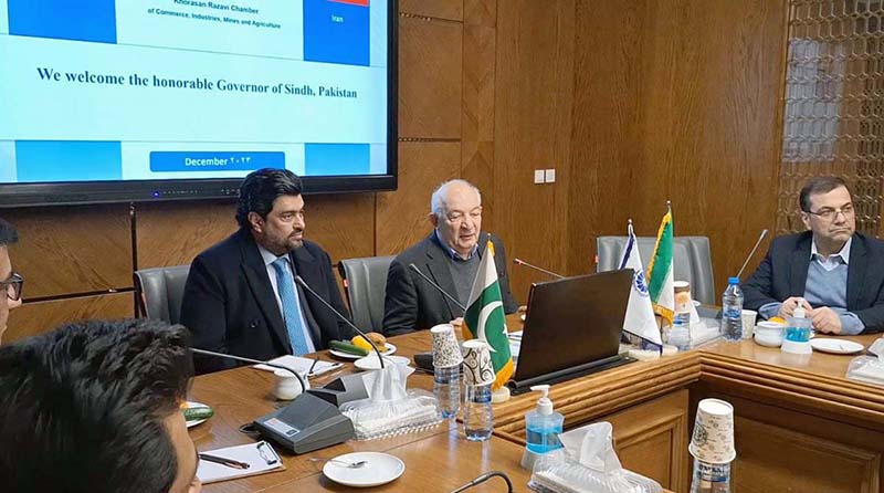 Governor Sindh Kamran Khan Tessori addressing the members of Khorasan Razavi Chamber of Commerce, Industries, Mines and Agriculture