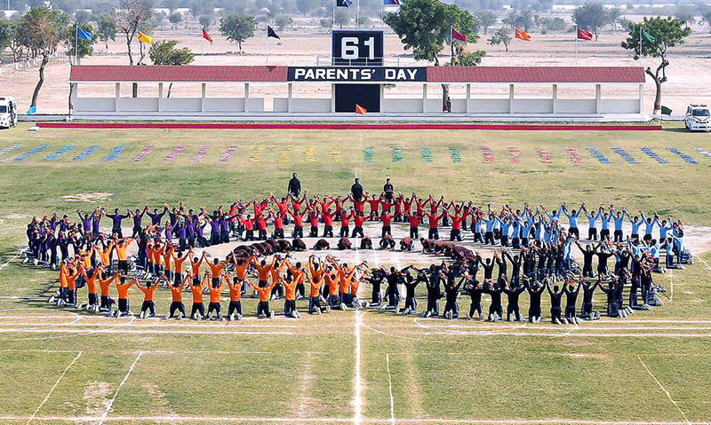 A spectacular view of mass PT performing during 61st Parents Day of Cadet College Petaro