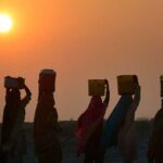 A beautiful view of the last sunset of the year 2023 in the city