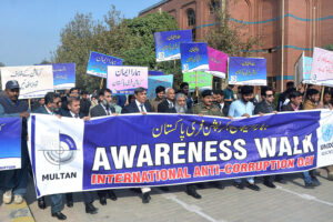 DG NAB Multan Engineer Masood Alam Khan addressing the ceremony on International Anti-corruption Day