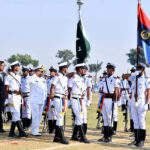 Chief of the Navel Staff Admiral Navid Ashraf reviewing the cadet guards during 61st Parents Day of Cadet College Petaro.