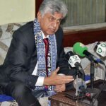 Caretaker Federal Minister for Information, Broadcasting and Parliamentary Affairs, Murtaza Solangi addressing during an inauguration ceremony of Khawaja Ghulam Fareed studio block at Radio station