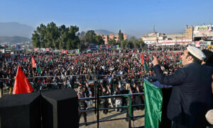 Chairman Pakistan People's Party Bilawal Bhutto Zardari addressing to workers convention at Rest House Ground