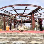 A view of construction work of Fountain square near SSP office during development work in the city