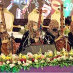 Folk artists performing Shah Latif Poet during opening ceremony of Ayaz Mela at Sindh Museum