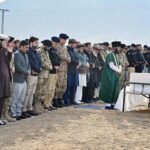 Chief Minister Gilgit-Baltistan Haji Gulber Khan with other people attending the funeral prayer of martyrs of Hudur incident by terrorist attack on passenger bus
