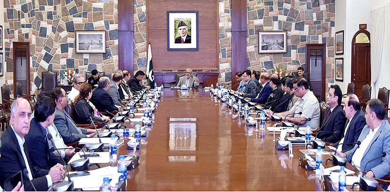 Caretaker Sindh Chief Minister Justice (R) Maqbool Baqar presides over a follow up meeting for beautification of Shahrah-e-Faisal and development of Chaukundi Graveyard at CM House.